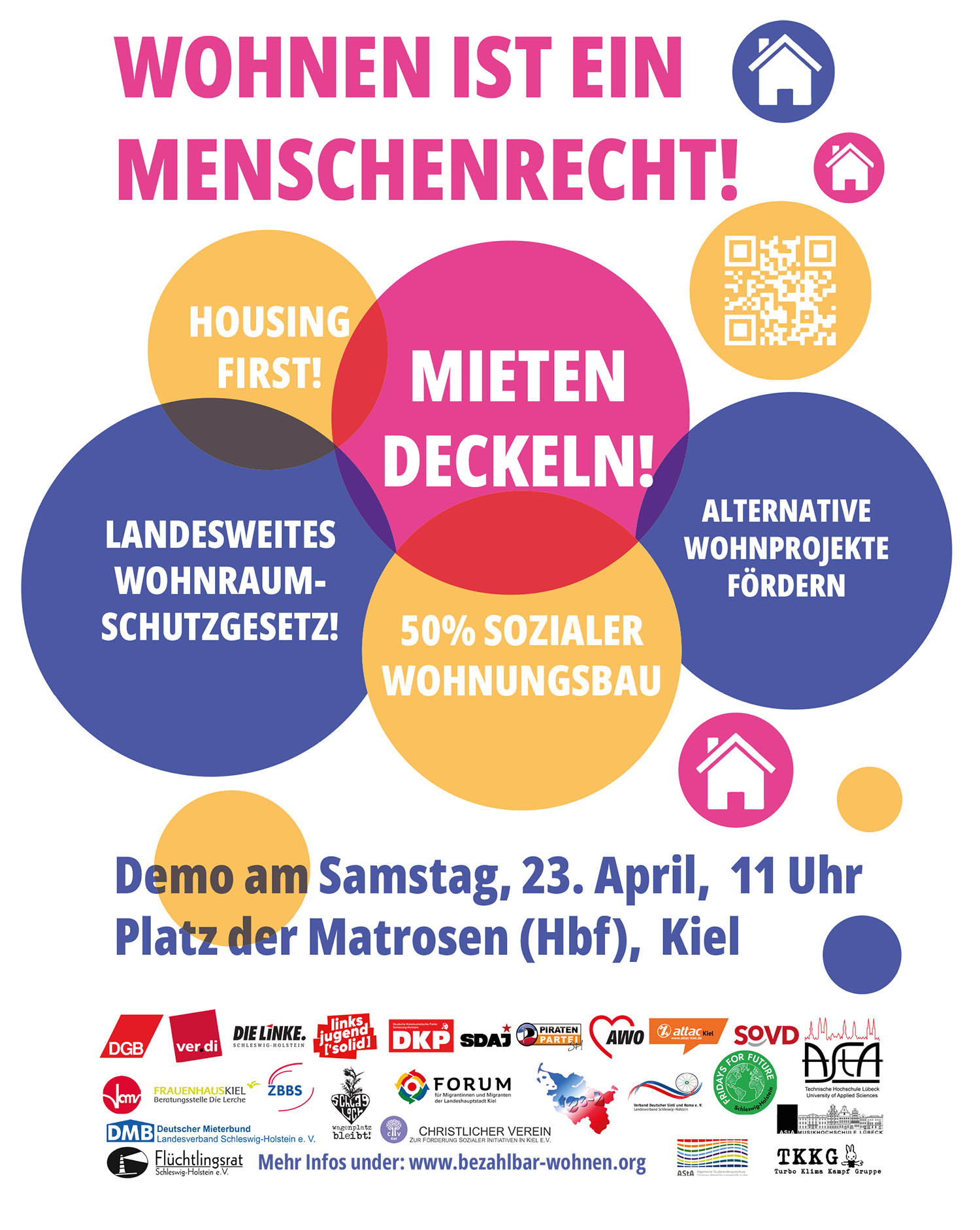 Wohnen ist ein Menschrecht, Demo Kiel 23. April 22